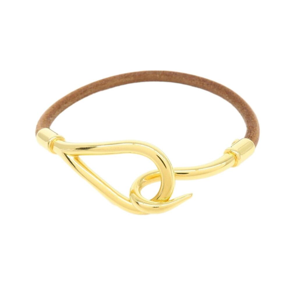 Hermes Jumbo Hook Leather Bracelet Brown